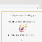 Einfache Eleganz, goldener Ampersand mit Blume Einladung