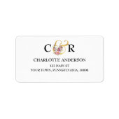 Einfache Eleganz, goldener Ampersand mit rosa Flor Adressaufkleber (Vorne)