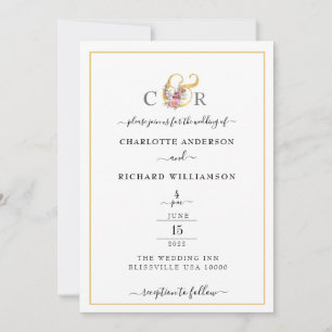 Einfache Eleganz, Goldgrenze und Ampersand Einladung