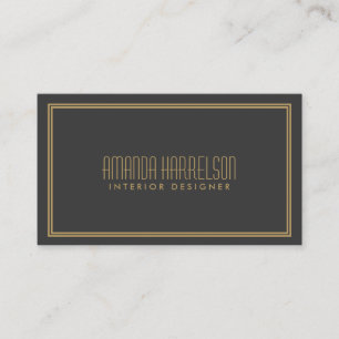 Einfache Eleganz im Art Deco Stil Grau/Gold Visitenkarte