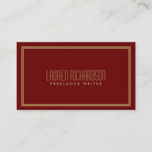 Einfache Eleganz im Art Deco Stil Rot/Gold Visitenkarte