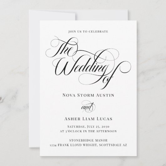 Einfache Eleganz in einem QR-Code Hochzeit Einladung (Vorderseite)