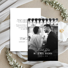 Einfache Eleganz Klassische Schrift Foto-Hochzeit  Dankeskarte