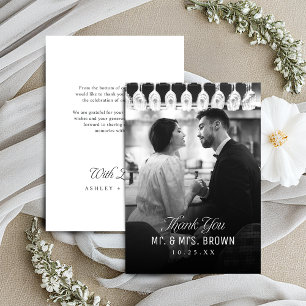 Einfache Eleganz Klassische Schrift Foto-Hochzeit  Dankeskarte