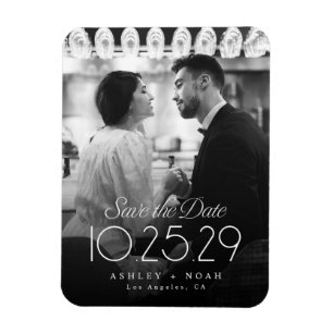 Einfache Eleganz Klassische Schrift Foto-Hochzeit Magnet