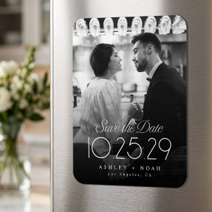 Einfache Eleganz Klassische Schrift Foto-Hochzeit Magnet