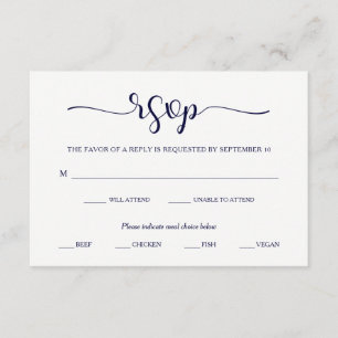 Einfache Eleganz Minimal Navy Blau und Weiß UAWG RSVP Karte
