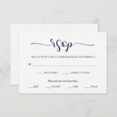 Einfache Eleganz | Minimal Navy Blau und Weiß UAWG RSVP Karte (Vorne/Hinten)