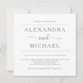 Einfache Eleganz| Minimale graue und weiße Hochzei Einladung (Vorderseite)