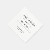 Einfache Eleganz | Minimale Schwarz-Weiß-Hochzeit Serviette (Ecke)