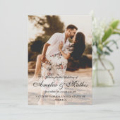 Einfache Eleganz mit Foto Hochzeitsfeier Einladung (Stehend Vorderseite)