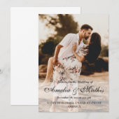 Einfache Eleganz mit Foto Hochzeitsfeier Einladung (Vorne/Hinten)
