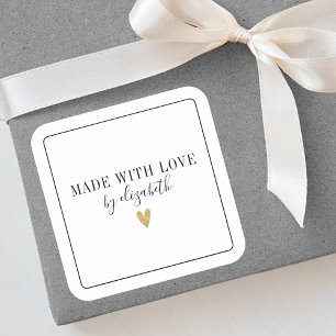 Einfache Eleganz mit Liebe-Label Quadratischer Aufkleber