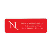 Einfache Eleganz Monogramm Helles Rot Rücksendeadr (Vorne)
