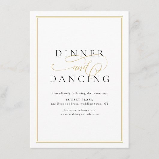 Einfache Eleganz Romantische Script Hochzeitsempfa Begleitkarte (Vorderseite)