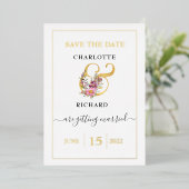 Einfache Eleganz, Save the Date, dekorativ "&" Folieneinladung (Stehend vorne)