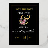 Einfache Eleganz, Save the Date, Schwarz & Gold Folieneinladung (Vorderseite)