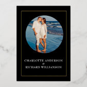 Einfache Eleganz, Save the Date, Schwarz & Gold Folieneinladung (Rückseite)