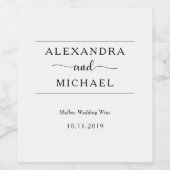 Einfache Eleganz | Schwarz-Weiß-Hochzeit Weinetikett (Einzelnes Label)