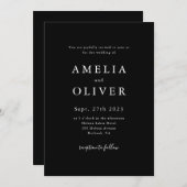 Einfache Eleganz Schwarz-Weiß-Minimalistische Hoch Einladung (Vorne/Hinten)