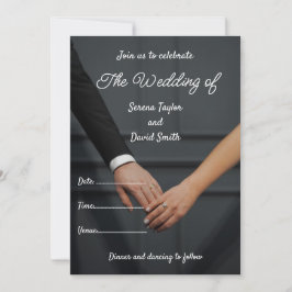 Einfache Eleganz: Schwarz, Weiß und Grau-Hochzeitk Einladung