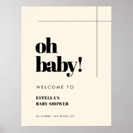 Einfache Eleganz und schick Oh Baby Willkommen Poster
