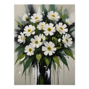 Einfache Eleganz: Weiße Margeriten in einer Vase Fotodruck