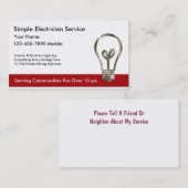 Einfache Elektriker-Visitenkarten Visitenkarte (Vorne/Hinten)
