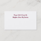 Einfache Elektriker-Visitenkarten Visitenkarte (Rückseite)