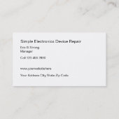Einfache Elektronik-Reparatur-Visitenkarten Visitenkarte (Rückseite)
