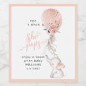 Einfache Elephant & Balloon Baby Dusche Sie Pop Weinetikett (Einzelnes Label)
