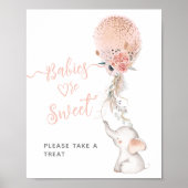 Einfache Elephant & Balloon Baby Dusche, süße Leck Poster (Vorne)