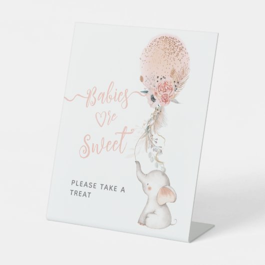 Einfache Elephant & Balloon Baby Dusche, süße Leck Sockelschild (Vorderseite)