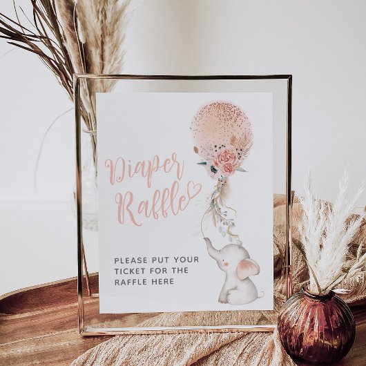 Einfache Elephant & Balloon Girl-Duschvorrichtung Poster