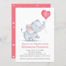 Einfache Elephant & Heart Balloon Babydusche