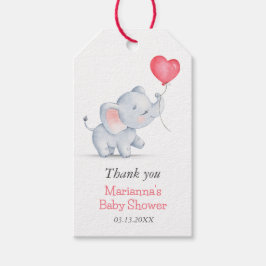 Einfache Elephant & Heart Balloon Babydusche Geschenkanhänger