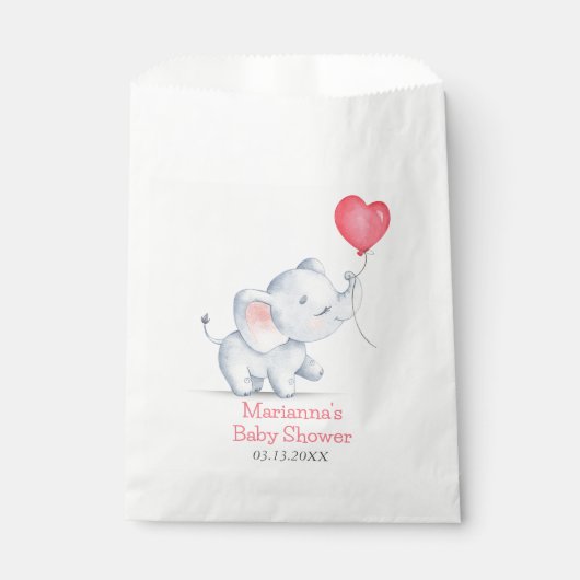 Einfache Elephant & Heart Balloon Babydusche Geschenktütchen (Vorderseite)