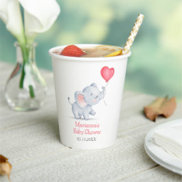 Einfache Elephant & Heart Balloon Babydusche Pappbecher
