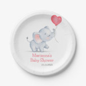 Einfache Elephant & Heart Balloon Babydusche Pappteller (Vorderseite)