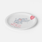 Einfache Elephant & Heart Balloon Babydusche Pappteller (Schrägansicht)