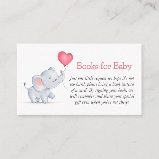Einfache Elephant & Heart Balloon Bücher für Baby Begleitkarte (Vorderseite)
