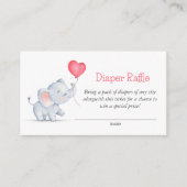 Einfache Elephant & Herzballon Windeln Raffel Begleitkarte (Vorderseite)