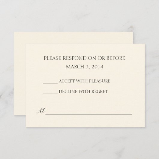Einfache Elfenbein-Hochzeit-RSVP RSVP Karte (Vorne/Hinten)