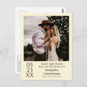 Einfache Elfenbein-Hochzeit Sichern Sie das Date-F Postkarte (Vorne/Hinten)