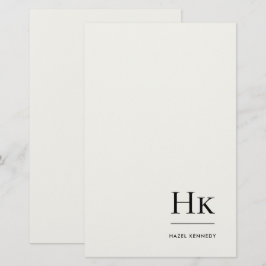 Einfache Elfenbein-Monogramm-Personalisierung Briefpapier