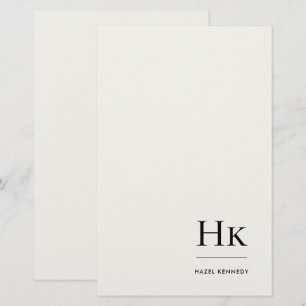 Einfache Elfenbein-Monogramm-Personalisierung Briefpapier