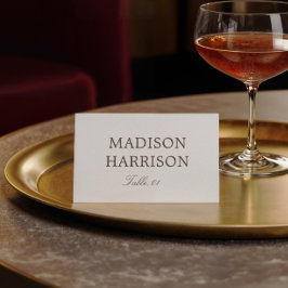 Einfache Elfenbein- und Braune Hochzeit Platzkarte