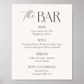 Einfache Elfenbein- und Braune Hochzeitsbar Poster (Vorne)
