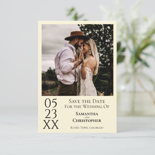Einfache Elfenbeincreme Modernes Minimales Foto Ho Save The Date (Stehend Vorderseite)