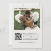 Einfache, elfenbeinfarbene Hochzeit mit QR-Code Cl Einladung (Rückseite)